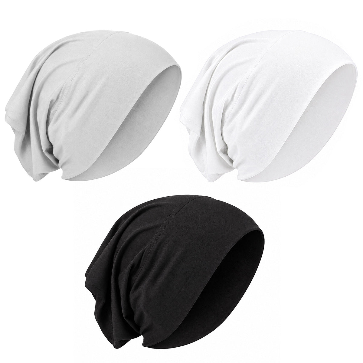 3 Pcs Hijab Undercaps, Non-Slip Hijab Cap Solid Color Underscarf
