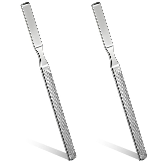 2 Pcs Stainless Steel Toe Nail Files 4 Sides Toenail Files for Thick Nails 2 Sizes Metal Fingernail Filing Heavy Duty Long Nail File for Men Women Professional Manicure Pedicure Tool