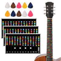 3 Pcs Guitar Fretboard Stickers, Self Adhesive Guitar Note Stickers with 10 Pcs Picks, Color Coded Note Decals Learn Guitars Tabs Tools for Beginner Learner