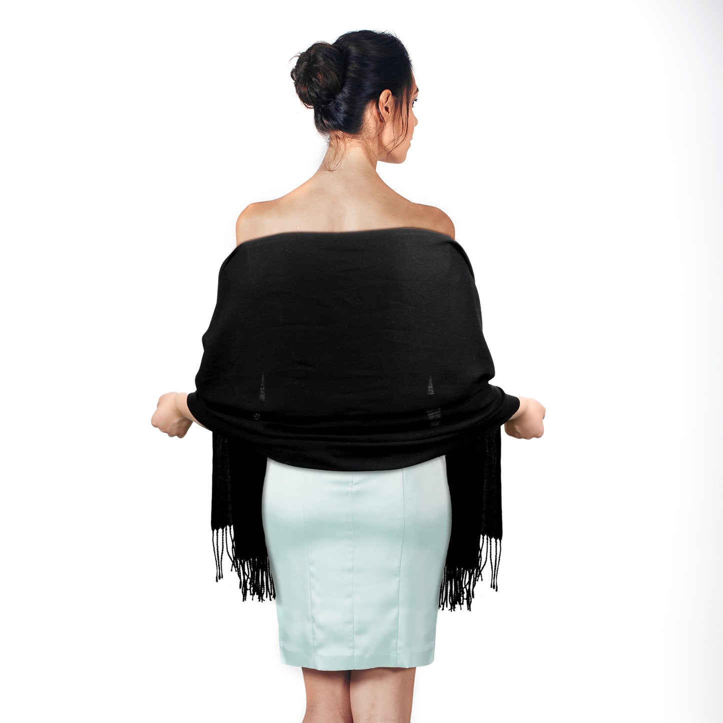 Trinkrittey Black Shawls and Wraps Shawl Wraps for Evening Dresses Soft Winter Scarf for Women Bridesmaid Gift Pashmina Shawls Wraps for Wedding Party