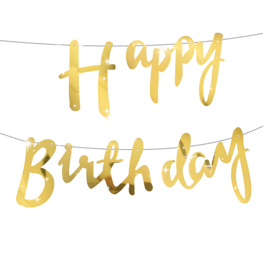 Gold Happy Birthday Banner Birthday Party Decorations - Birthday Decoration Party Supplies Gold Happy Birthday Sign for Gold Birthday Party Banner Decorations