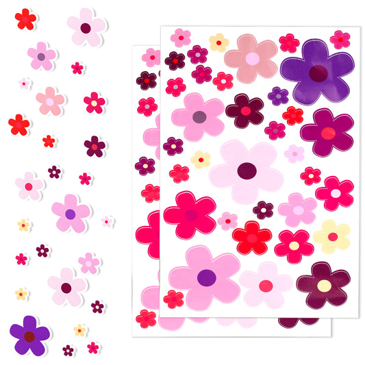 70 Pcs Flowers Car Stickers Set Decal Car Body Sticker Waterproof Clings Bike Stickers for Frame Floral Self-Adhesive Clings Bumper Hood Bonnet Decal Decoration (Multicolor)