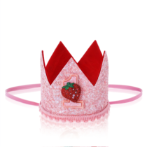 Berry First Birthday Hat, Sweet Pink First Birthday Crown for Girl, Cute 1st Hat for Party Decoration Photo Props
