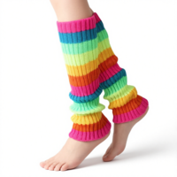 Jxiwfvl 80s Leg Warmers for Women Vibrant Neon Colors Colorful Legs Warmers Rainbow Fur Leg Warmer Rainbow Tights Add a Splash of Color to Your Winter Clothes, Dance or Party Accessories