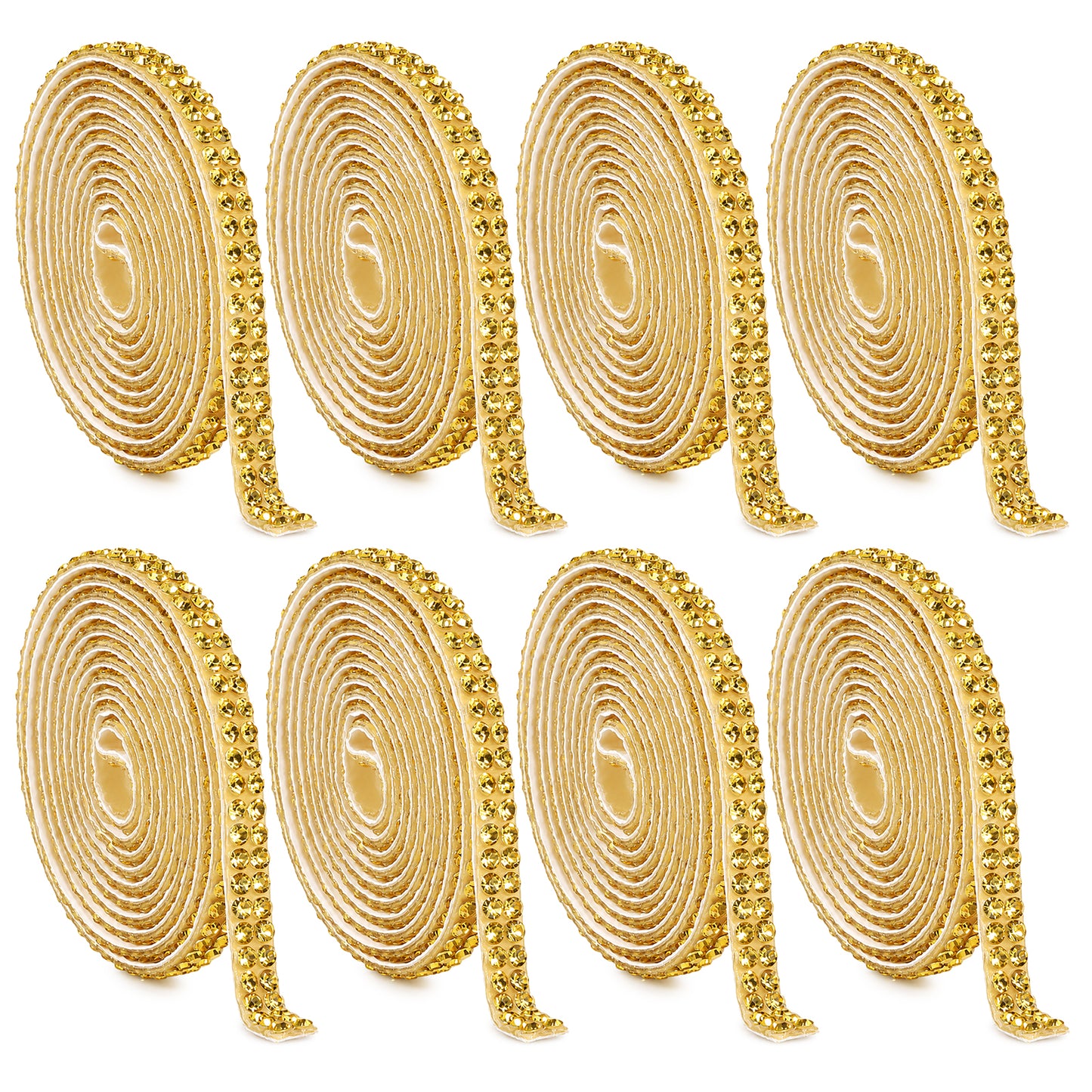 Psiriol 8 Yard Self Adhesive Crystal Rhinestone Ribbons, Gold