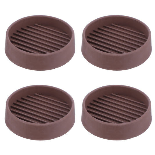 4 Pcs Furniture Caster Cups 2x2" Round Rubber Furniture Pads, Non Slip Gripper Furniture Feet Anti Skid Furniture Coasters Bed Stopper Floor Legs Protectors Table Chair Stoppers(Brown)
