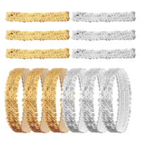 12 PCS Elastic Sequin Headband, Sparkle Dance Stretch Head Band Stylish Elegant Glitter Headpiece Shiny Colorful Hair Band Shimmering Disco Party Hair Accessories for Girls Women (Silver, Gold)