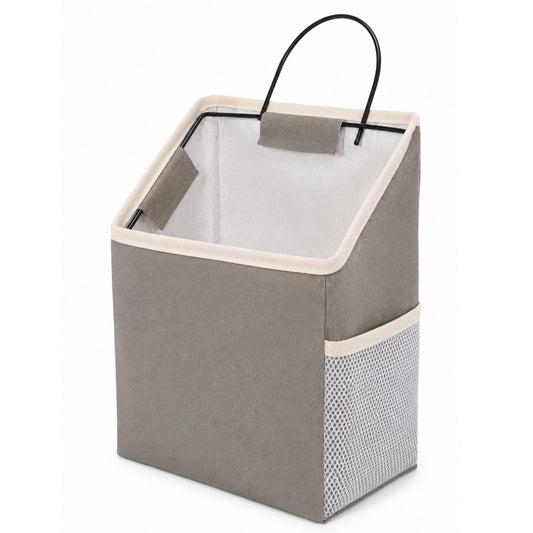 Trinkrittey Wall Hanging Storage Bag Hanging Storage Basket Cotton Linen Reusable Bag Organizer Over the Door for Living Room Kitchen Bderoom (Grey)