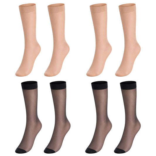 Zyghjort Knee High Nylons for Women, 4 Pairs Sheer Knee High Stockings