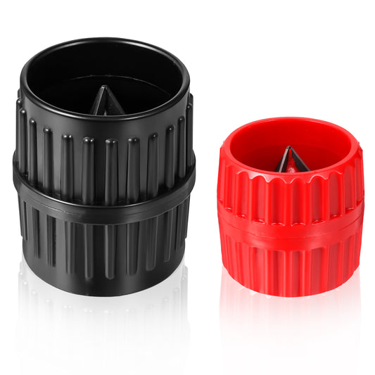 2 Pcs Inner-Outer Reamer Pipe Tubing Chamfer Tool Tube Deburring Reamer Copper Reamers for PVC PPR Copper Brass Aluminum Pipes (Red, Black)