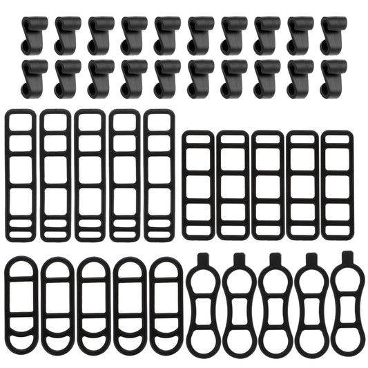 QfwdfcTrenz 20 Pcs Bike Silicone Light Strap Black with 20 Hooks Cycling Strap Cell Phones Speaker Lights Bands Straps for Handlebar Elastic Mount Band for Most Bicycle (4 Size)