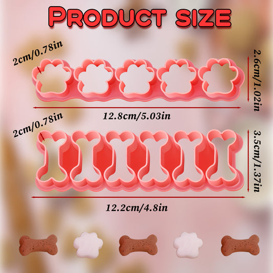 Mini Dog Cookie Cutter Set 0.8 Inch Dog Bone and Dog Paw Cookie Cutters Homemade Dog Treats Cutters Dog Bone Cookie Cutters Set for Cakes Cookies Sugar Making