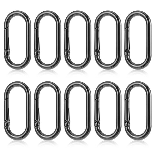 Small Carabiner Clip, 10 Pcs 2 Inch Aluminum Alloy Locking Carabiner Oval Mini Carabiner Keychain Heavy Duty Spring Snap Hooks for Outdoor Climbing Camping Fishing Hiking (Black)