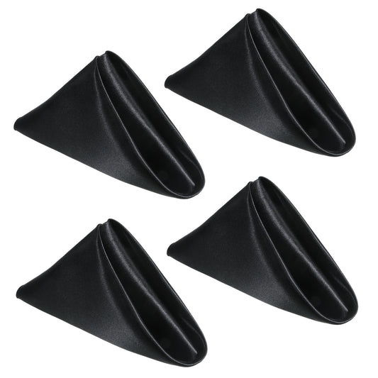 Black Cloth Napkins Set of 4 Washable Polyester Dinner Napkins for Weddings, Parties, Banquets, Events Table Decoration(43 x 43 cm)