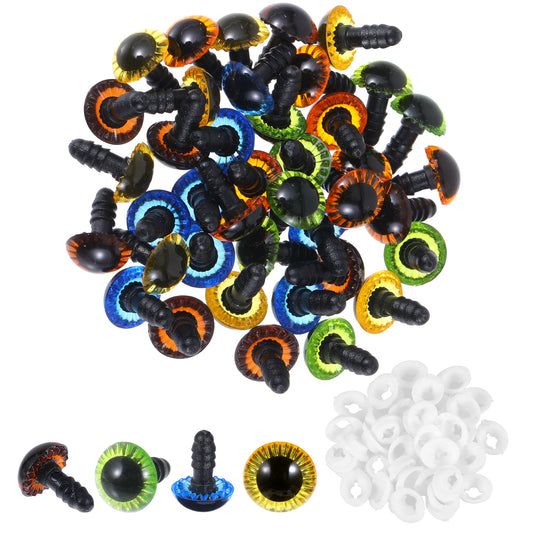 11mm Crochet Safety Eyes for Amigurumis 40pcs Multicolor Crochet Eyes Craft Eyes with Sturdy Washers Stuffed Animal Eyes for Crochet Plastic Plush Eyes for DIY Puppet Crochet Animals Bears Doll Making