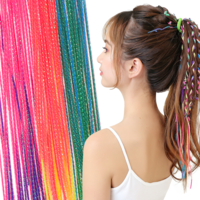 32Pcs Colorful Hair Strings Gradient Color Hair Rope Band for Braids Rainbow Braiding Hair-Tie DIY Ponytail Braids for Women Girls