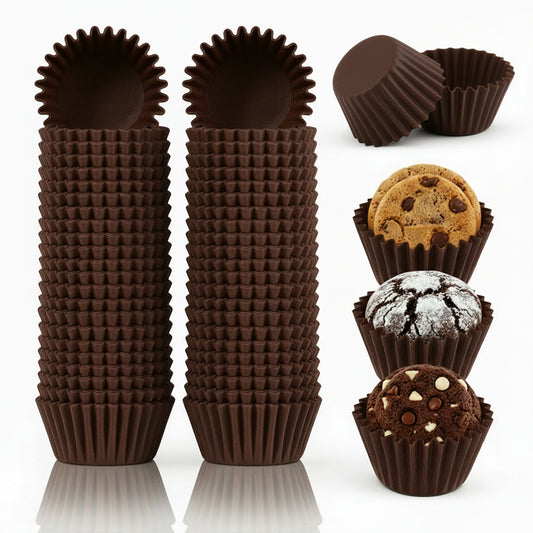 1000 Pcs Mini Cupcake Liners Coffee Brown Baking Cups Paper Cupcake Small Muffin Liner Chocolate Dessert Cupcakes Wrapper Baking Cups for Cooking