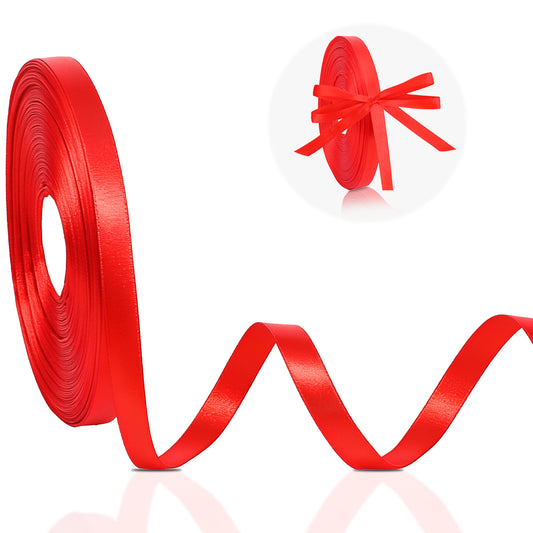 1/2 Inch x 100 Yards Polyester Red Ribbon, Single-Faced Sash Red Craft Ribbons Christmas Ribbon for Gift Wrapping, Hair Bows, Scrapbooking, Wedding Party Decorations