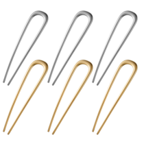 6PCS French Hair Pin, Metal U Shaped Hair Pins, Hair Pins for Buns, French Twist Hair Pin, Vintage Hair Fork Hair Pin for Various Types Hair Women Hairstyle Accessories (Gold, Silver)