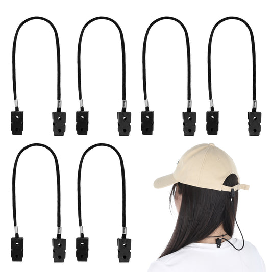 Xthrotsenk 6Pcs Hat Retainer Clips Windproof Fishing Caps Straps Anti Wind Hat String Clip Cap Keeper for Outdoor Camping Travel Golfing Boating Sailing Hiking Black