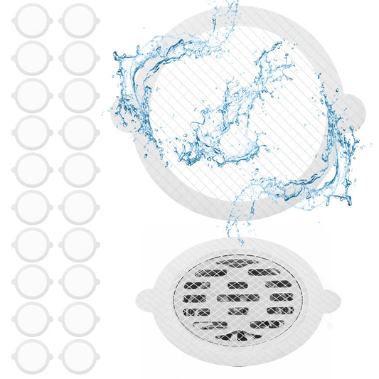 30 Pack Shower Drain Hair Catcher Disposable Hair Catcher Shower Drain Mesh Stickers Round Hairs Trap 4.3 Inch Drains Cover Hairs Trapper Showers Filter for Bathroom Tub Kitchen Sinks and Basins