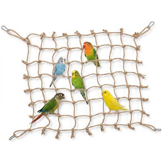Heavy Duty Hanging Climbing Net Parrot, Large Size Rat Cage Accessories Jute Swing Hammock for Birds Parrot Swing Bird Hanging Hammock for Rats Parakeet Cockatiel Cockatoo Conure Grey Budgie