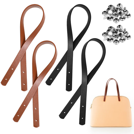 Psyqtsuary 4 PCS Handbag Top Handle Replacement Leather Belt Band Mount Strap, Leather Replacement Strap Shoulder Bag Purse, Leather Replacement Handles Shoulder Straps for Handbag, Shoulder Bag