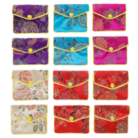 12 Pcs Jewelry Silk Purse Pouch Gift Bags, Travel Jewelry Case Bags Small Travel Jewelery Organizer Bag Silk Style Brocade Embroidered Bag for Earrings Necklace Ring Bracele Jewelry,Multiple Colors