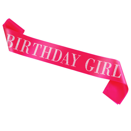Birthday Girl Sash, 67" L x 3.7" W Rose Pink Birthday Sash, Birthday Sash for Women, Happy Birthday Sash for Girls, Happy Birthday Sash for Birthday Party Supplies and Decorations