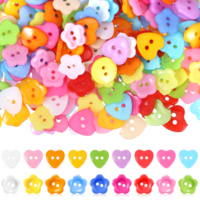 300Pcs Flower Buttons Spring Resin 2 Hole Craft Buttons Assorted Colorful Heart Button for Sewing Clothes Accessories Gift DIY Crafts Scrapbooking Decoration(0.5 inch)