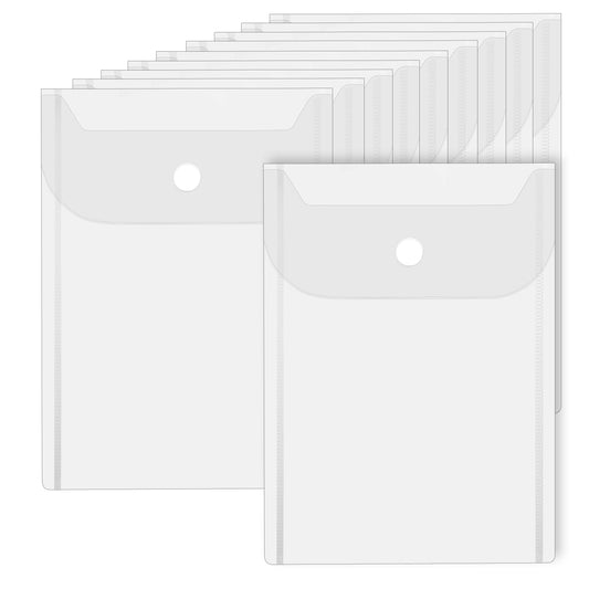 10 PCS Clear Envelopes Pouch 7 x 5 Inches Clear Plastic Envelopes with Snap Closure Waterproof Plastic Envelope for Office School Documents Sticker, Photo Storage Folder, Receipt Holder