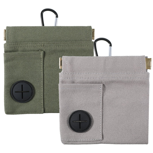 2 Pcs Dog Treat Pouch, Portable Puppy Training Walking Treat Bag with Auto-Closing Magnetic Buckle Carabiner, Hands-Free Pet Feed Snack Reward Pouch for Puppy Walking, Outdoor Travel Use (Green, Grey)