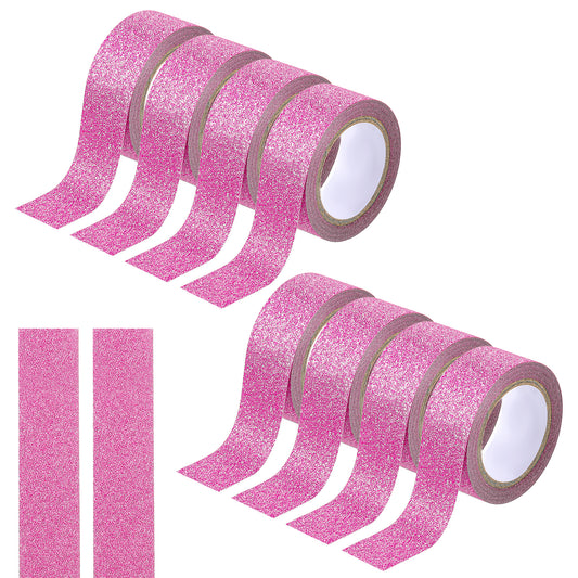 Styquenzer Glitter Washi Tape, 8 Rolls Crafting Tape Pink Purple Painters Adhesive Tape Glitter Tape for Crafts Glitter Border Masking Tape for Festival Decoration Scrapbooking Gift Wrapping 0.6 Inch