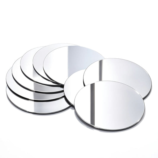Zyghjort Mini Round Mirror, 10 Pcs 10 cm Mirror Tiles Self Adhesive Mirror Stickers Acrylic Small Mirrors for Crafts Projects Home Kitchen Bathroom Wall Table Decoration