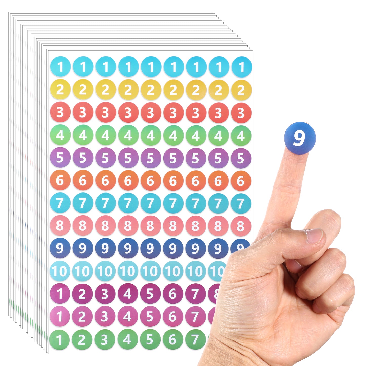 24 Sheets 1to10 Consecutive Number Stickers Self Adhesive Numbers Labels 2808Pcs 0.8 Inch Colourful Number Sticker Small Round Numbered Stickers for Office Home Kitchen Organizing Storage Boxes
