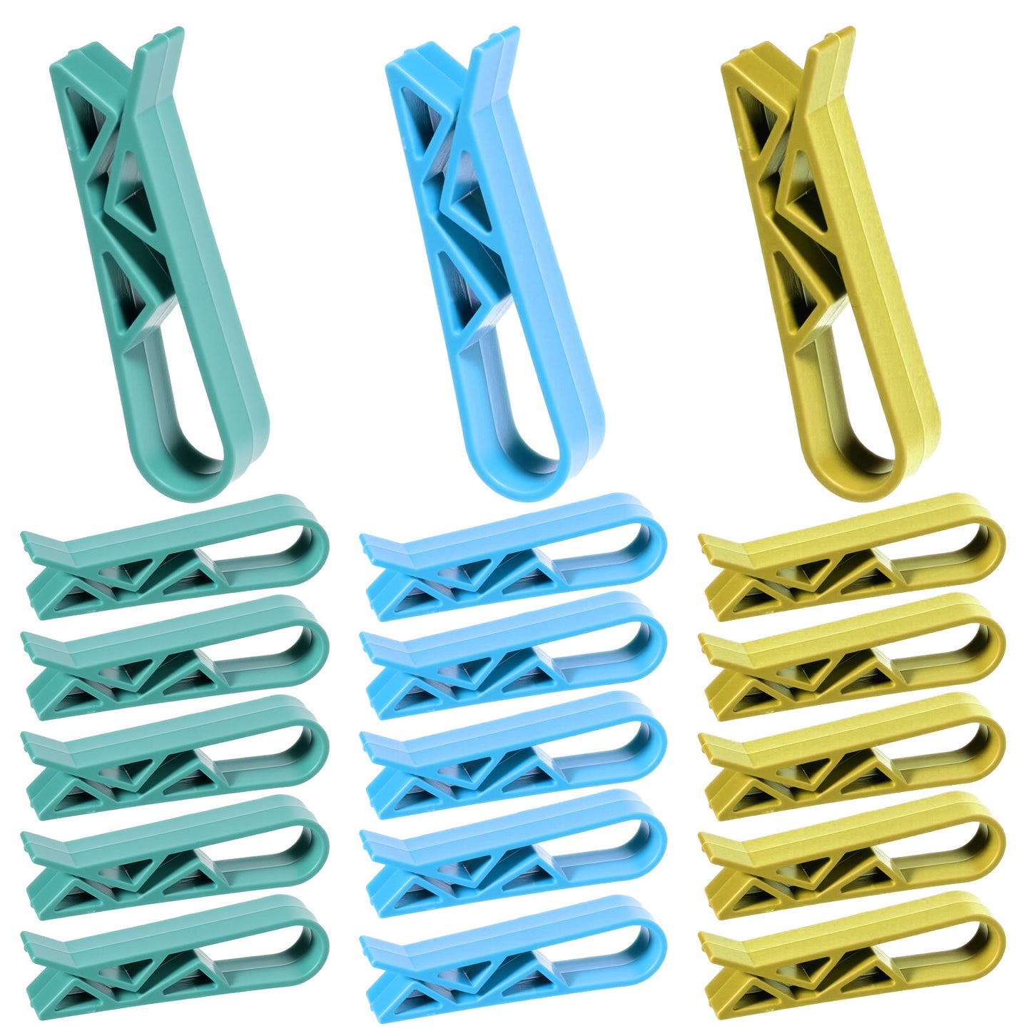Xthrotsenk 18Pcs Plastic Trash Bag Clips for Trash Can Anti-Slip Kitchen Garbage Bin Clip Set for Family Restaurant Hotel （6 Blue 6 Yellow 6 Green）