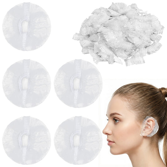 400 PCS Ear Covers for Shower, Ear Covers for Hair Dye Ears Plastic Shower Caps for Salon Bathing Clear Waterproof Ears Protection for Hairs Dye Spa Home Hotel