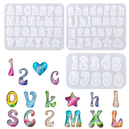 3Pcs Mini Alphabet Resin Molds, Silicone Number Alphabet Epoxy Casting Mold, Resin Letter Mold Epoxy Resin Casting, Alphabet Resin Mold for DIY Keychain, Pendant, Earring, Jewelry, Cake Decoration