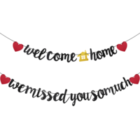 Welcome Home We Missed You So Much Banner, Welcome Back Party Decorations Black Glitter Party Sign Decors Family Theme Supplies For Homecoming Returning