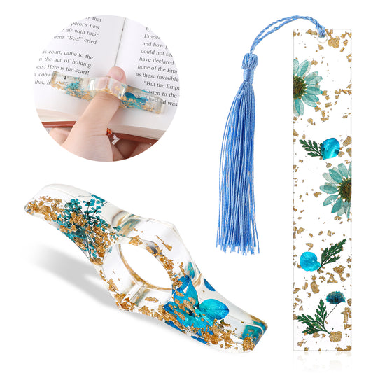 2 Pieces Book Page Holder, Bookmarks for Women Dried Flower Resin Thumb Book Page Holder and Bookmark with Tassel Reading Lovers Book Accessories for Readers Book Lovers Bookworm Students Teachers