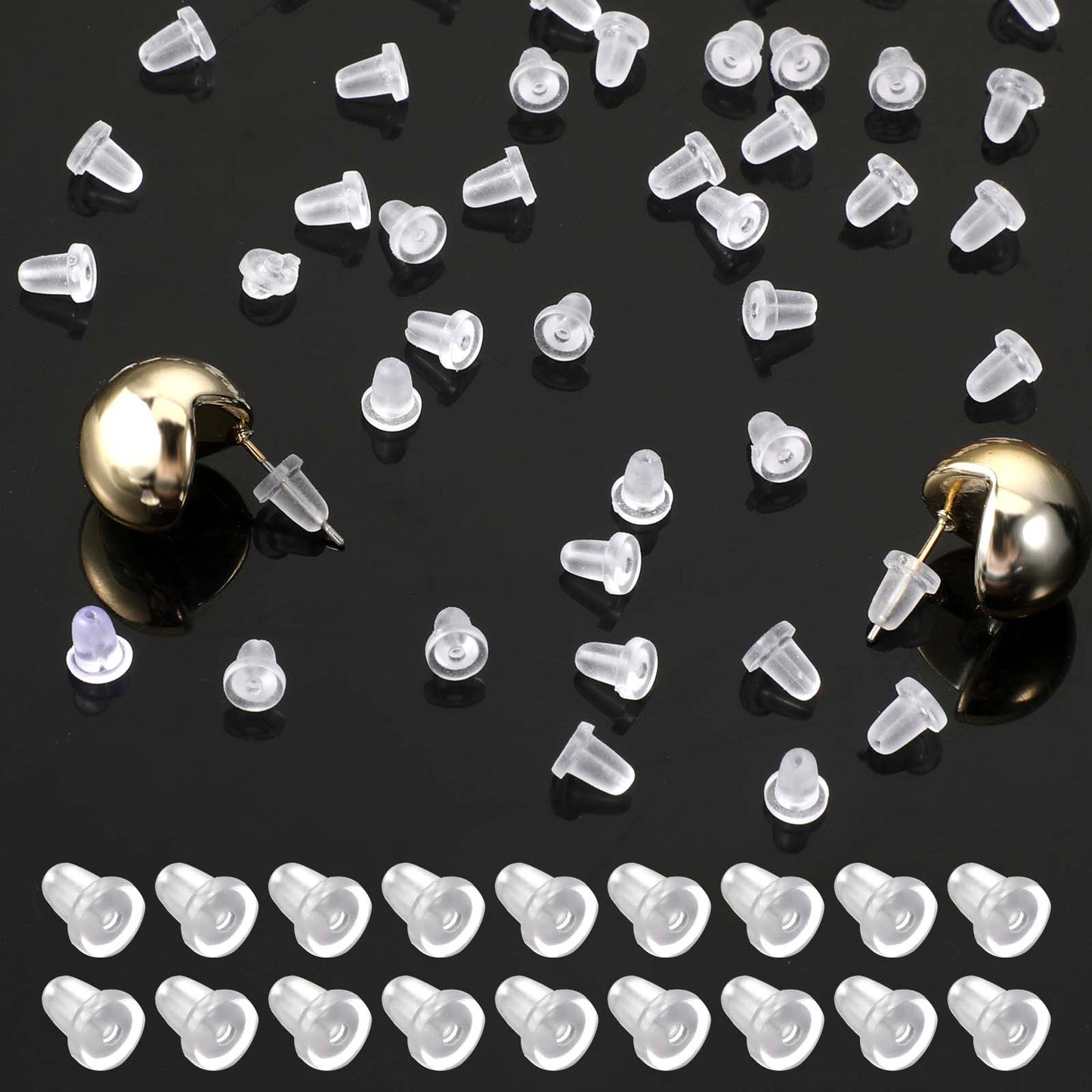 200 Pack Rubber Backs for Earrings, Clear Earrings, Soft Clear Replacement Earring Back for Studs, Post, Hoop, Fishhook Earring