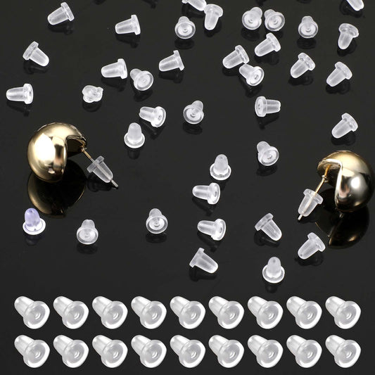 200 Pack Rubber Backs for Earrings, Clear Earrings, Soft Clear Replacement Earring Back for Studs, Post, Hoop, Fishhook Earring