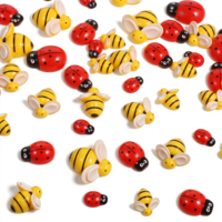 Tiny Resin Bees Ladybugs, 50 Pieces Resin Bees for Crafts Including 25 PCS Mini Ladybugs and 25 PCS Bumble Bee Small Lady Bugs Insect for DIY Crafts Scrapbooking Embellishments Decoration