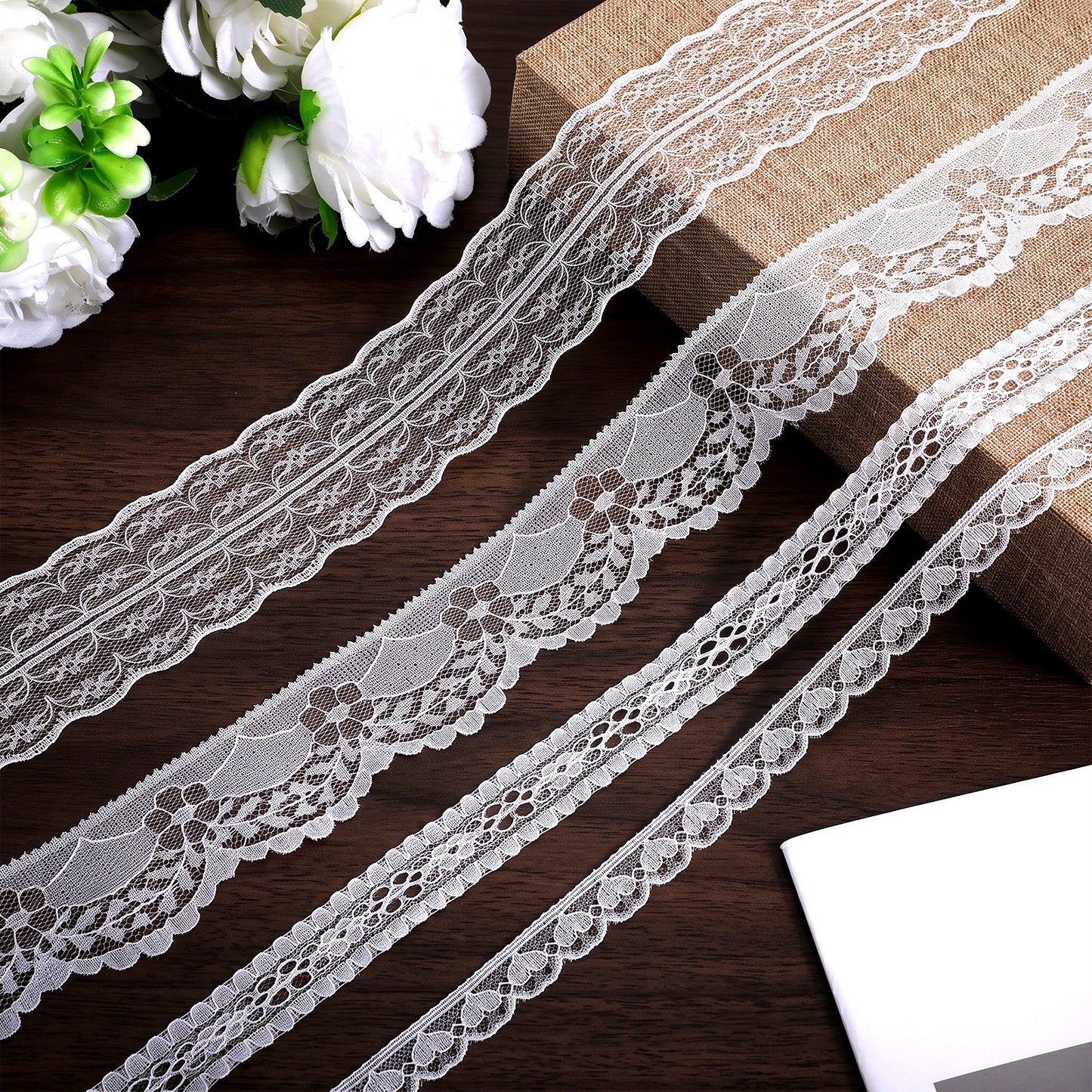 20 Yards White Lace Ribbon Lace Trim for Crafts Sewing