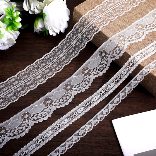 20 Yards White Lace Ribbon Lace Trim for Crafts Sewing