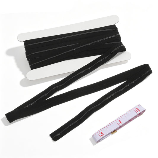 Elastic Band for Sewing, 5.5 Yards Silicone Gripper Elastic Band for Clothing Non-Slip Silicone Gripper Bands Stretchy Waistband Tape for DIY Pants Garment Accessory Wig Hairbow (5/8 in Width, Black)