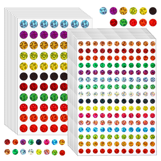 2530 Pcs Shinny Round Dot Stickers Laser Color Coding Labels Glitter Circle Dot Labels 16 Colors Colorful Coding Label Sticker for Home Office Students