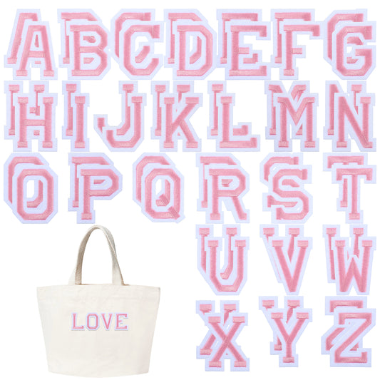 Iron on Letters for Clothing, 52 Pcs Iron on Letter Patches Alphabet A-Z Embroidered Patches with Ironed Adhesive Decorative Fabric Letters Patch for Jackets, Coats, Shirts, Hats, Bags, Jeans, Backpac