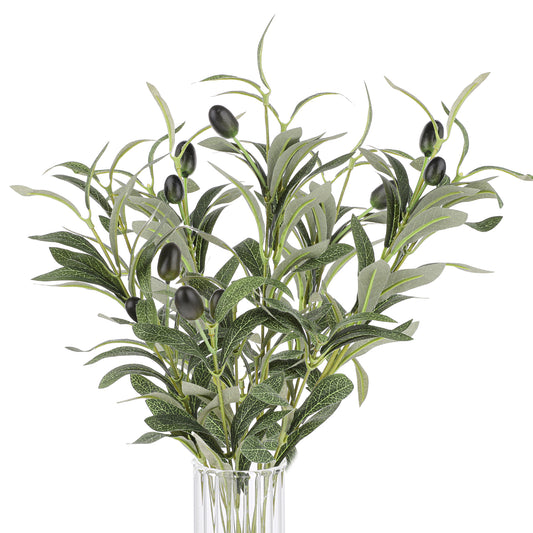 5 PCS Faux Olive Branches for Vases, 11.8” Tall Artificial Plants Olive Tree Branches Faux Olive Leaves Stems Artificial Indoor Greenery for Centerpieces Decor Wedding Greenery Home Party Decor