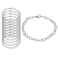 12pcs Chain Bracelet for Men Women Stainless Steel Curb Width Cuban Link Chain Bracelet Set with OT Toggle Clasps Metal Plated Link Bracelet Chains Charm Minimalist Jewelry Bracelet Making (Silver)